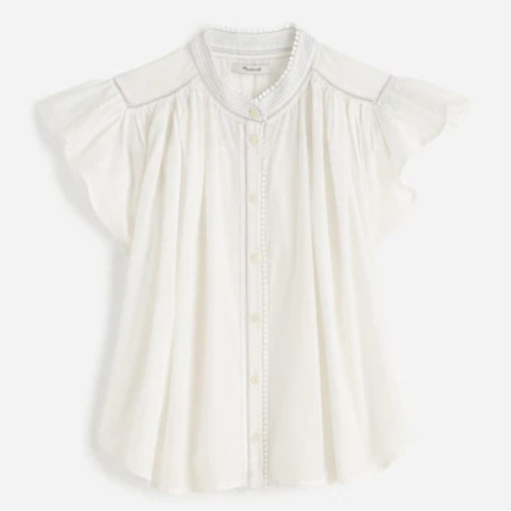 Madewell Shirred Lace-Trim Top Sz. S - Picture 6 of 10